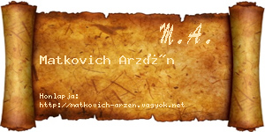 Matkovich Arzén névjegykártya